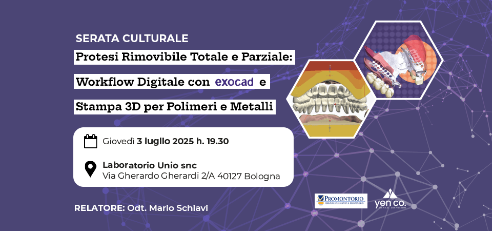 Protesi Rimovibile Totale e Parziale: Workflow Digitale con Exocad e Stampa 3D per Polimeri e Metalli, Bologna