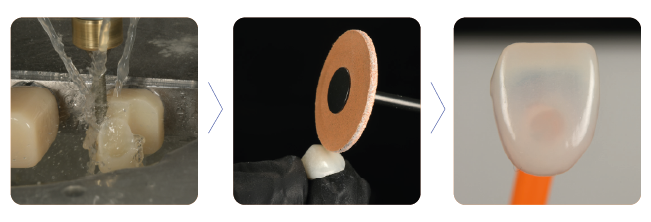 amber-mill-direct-hassbio-blocchetti-disilicato-litio-gradiente-funzionale-workflow-fresatura-lucidatura